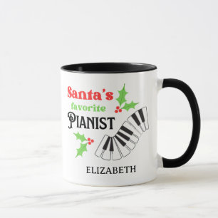 Santa's Favorite Pianist Piano Key Christmas Mug