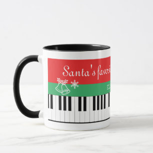 Santa's Favorite Piano Teacher Bell Christmas Mug