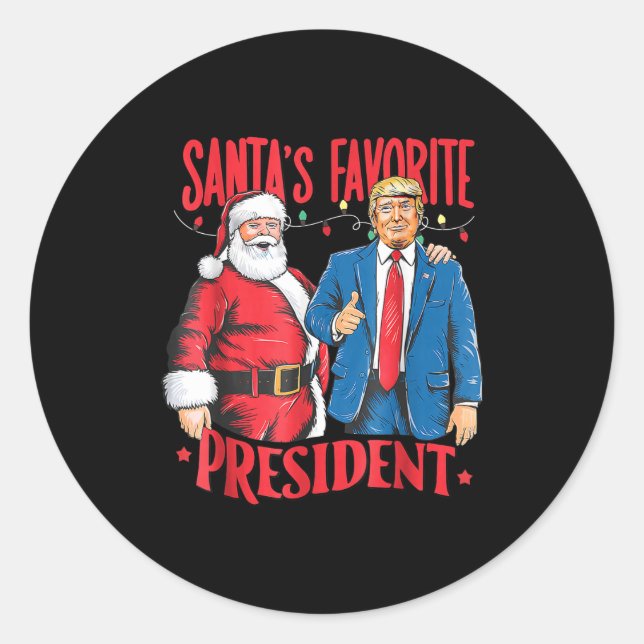 Santa's Favorite President Santa Trump Dance Chris Classic Round Sticker (Front)
