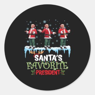 Santas Favorite President Santa Trump Dance Funny Classic Round Sticker