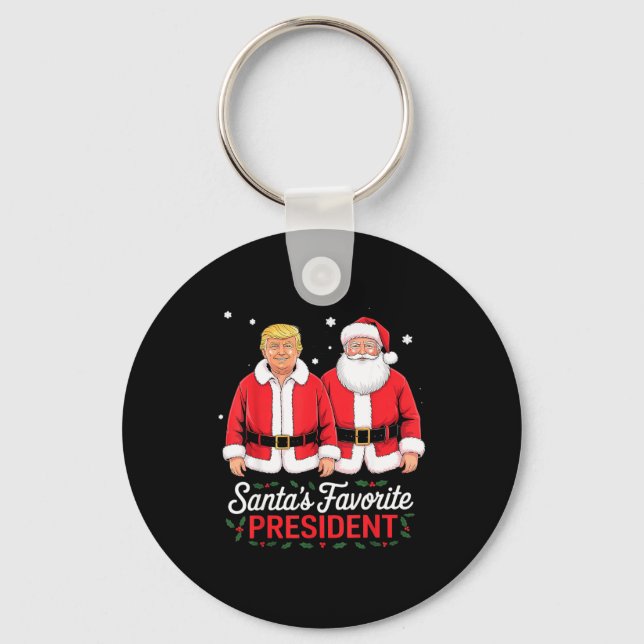 Santa's Favorite President Trump Make Christmas Gr Key Ring (Front)