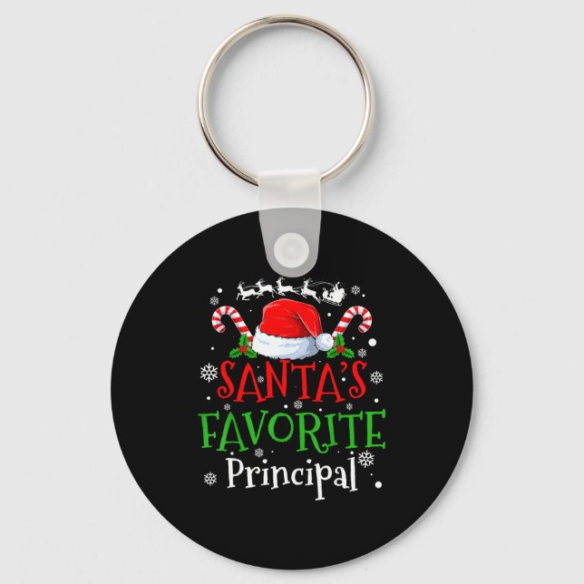 Santa's Favorite Principal Christmas Party  Key Ring (Front)