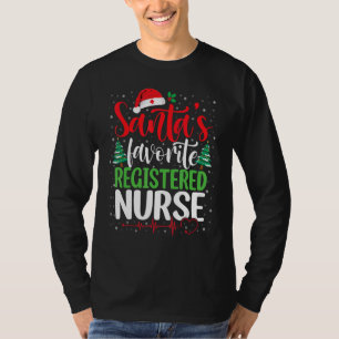 Santa's Favorite Registered Nurse Christmas Santa T-Shirt