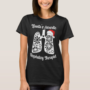 Santas Favorite Respiratory Therapist Floral Lung  T-Shirt