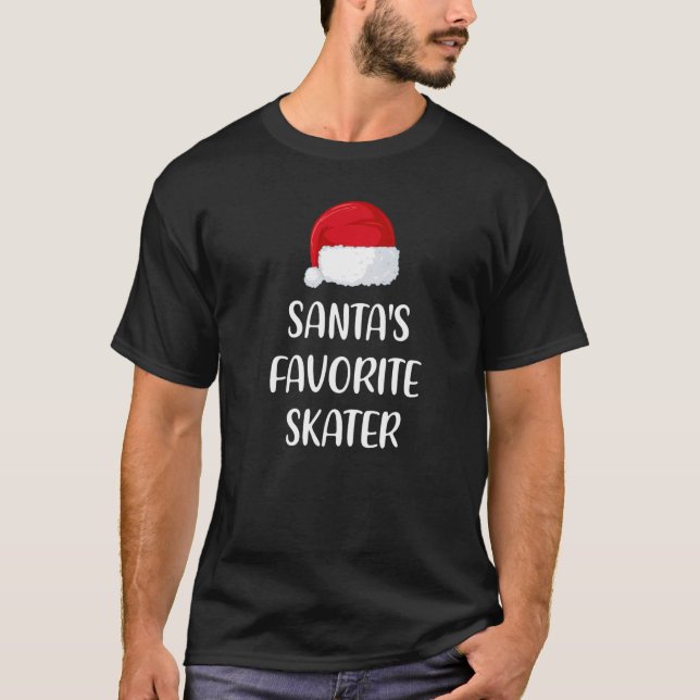 Santas Favorite Skater Christmas  Figure Skating T-Shirt (Front)