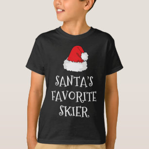 Santa's Favorite Skier Christmas Hat Funny Xmas Sk T-Shirt