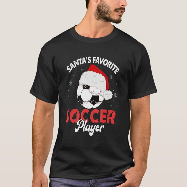 Santa's Favorite Soccer Player Christmas Pajama T-Shirt (Front)