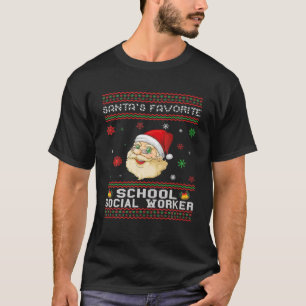 Santa's Favorite Social Worker Christmas Funny Xma T-Shirt
