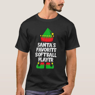 Santa's Favorite Softball Player Christmas Tree Xm T-Shirt