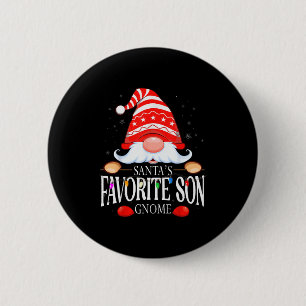 Santa's Favorite Son Gnome Matching Christmas Paja 6 Cm Round Badge