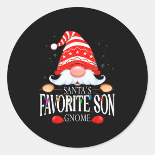 Santa's Favorite Son Gnome Matching Christmas Paja Classic Round Sticker