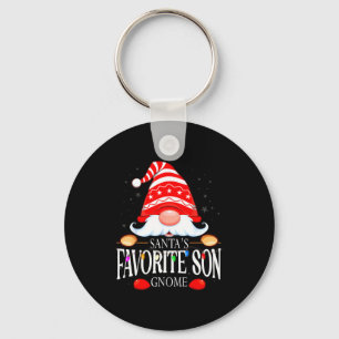 Santas Favorite Son Gnome Matching Christmas Paja  Key Ring