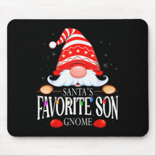 Santa's Favorite Son Gnome Matching Christmas Paja Mouse Pad