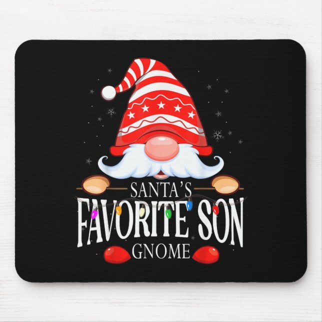 Santa's Favorite Son Gnome Matching Christmas Paja Mouse Pad (Front)