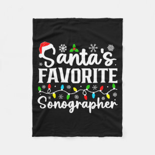 Santa's Favorite Sonographer Funny Christmas Famil Fleece Blanket
