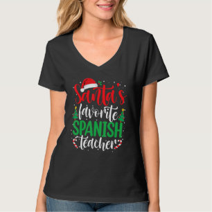 Santa's Favorite Spanish Teacher Christmas Santa H T-Shirt