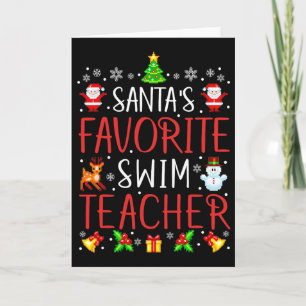 Santa's Favorite Swim Teacher Xmas Matching Card