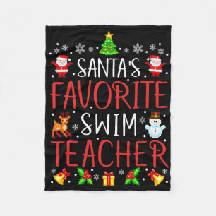 Santa's Favorite Swim Teacher Xmas Matching  Fleece Blanket