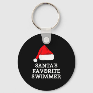 Santa's Favorite Swimmer Christmas Funny Xmas Swim Key Ring