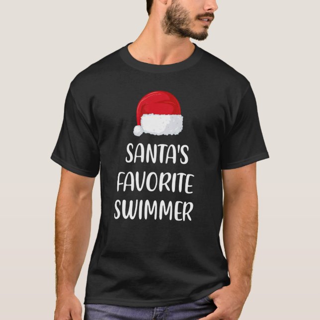 Santas Favorite Swimmer Christmas   Swimming   T-Shirt (Front)
