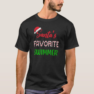 Santas Favorite Swimmer   Funny Swimming Christmas T-Shirt