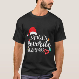 Santa's Favorite Waitress Christmas Lights Santa H T-Shirt