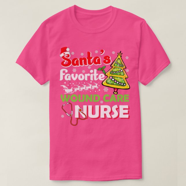 Santas Favorite Wound Care Nurse Christmas T-Shirt (Design Front)
