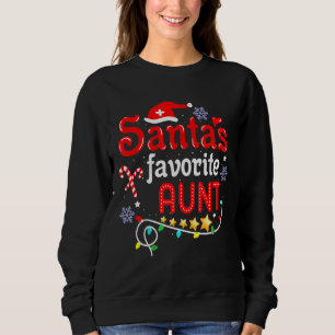 Santa's Favourite Aunt Xmas Light Santa Hat Christ Sweatshirt
