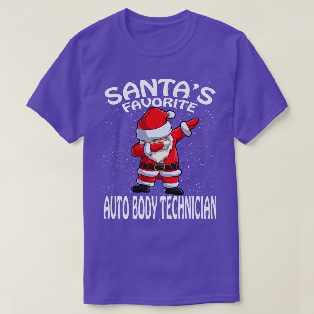 Santas Favourite Auto Body Technician Christmas T-Shirt (Design Front)