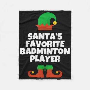 Santas Favourite Badminton Player Christmas Hat Fu Fleece Blanket