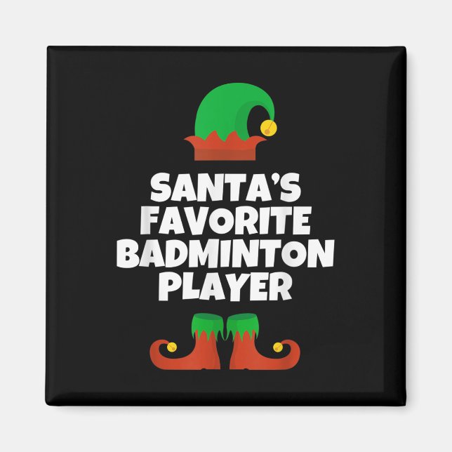 Santas Favourite Badminton Player Christmas Hat Fu Magnet (Front)