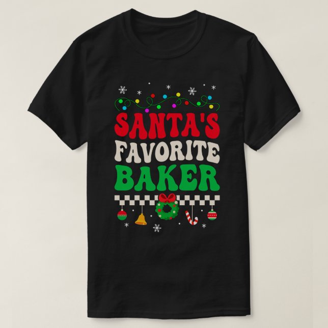Santas Favourite Baker Retro Christmas T-Shirt (Design Front)