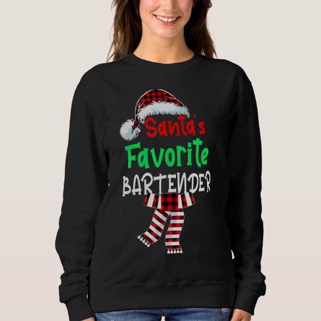 Santa's Favourite Bartender Christmas Santa Red Pl Sweatshirt (Front)