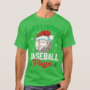 Santas Favourite Baseball Player Christmas Pajama  T-Shirt
