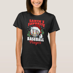 Santa's Favourite Baseball Player Christmas Pajama T-Shirt