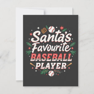 Santa's Favourite Baseball Player Christmas Tree Invitation