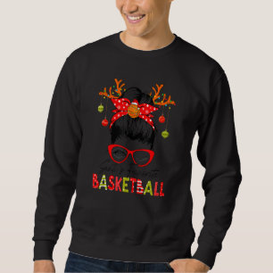 Santa's Favourite Basketball Xmas Messy Bun Santa  Sweatshirt