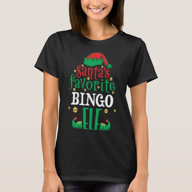 Santa's Favourite Bingo Elf Christmas Matching T-Shirt (Front)