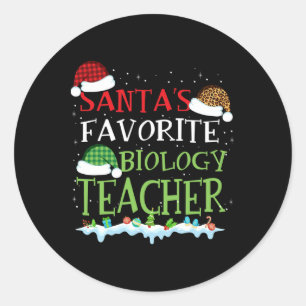 Santa's Favourite Biology Teacher Funny Christmas Classic Round Sticker