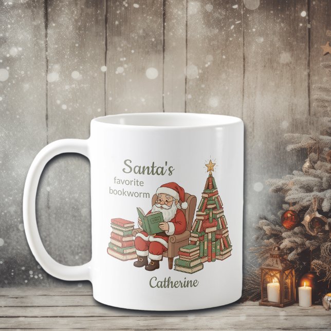 Santa's Favourite Bookworm Book Christmas Tree  Coffee Mug (Creator Uploaded)