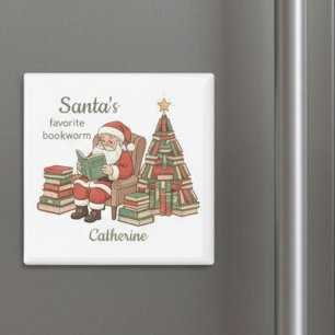 Santa's Favourite Bookworm Book Christmas Tree Magnet