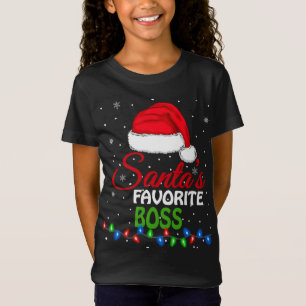 Santa's Favourite Boss Santa Hat Lights Funny Chri T-Shirt