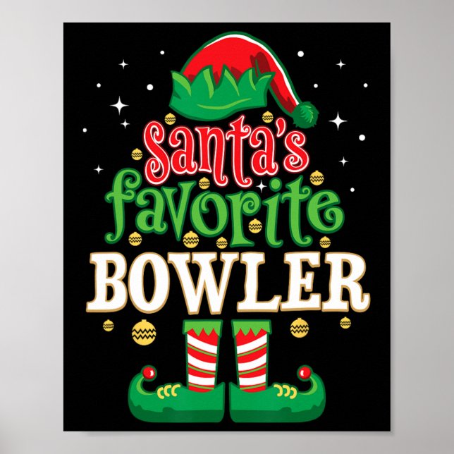 Santa's Favourite Bowler Christmas Matching Bowlin Poster (Front)
