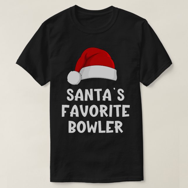 Santa's Favourite Bowler Xmas Bowling Player T-Shirt (Design Front)