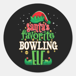 Santa's Favourite Bowling Elf Christmas Matching B Classic Round Sticker