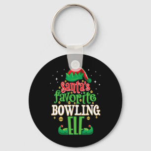 Santa's Favourite Bowling Elf Christmas Matching B Key Ring