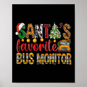 Santa's Favourite Bus Monitor Christmas Kids Boys  Poster