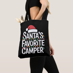 Santas Favourite Camper Christmas Lights Santa Hat Tote Bag
