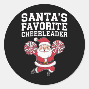 Santa's Favourite Cheerleader Christmas Cheerleadi Classic Round Sticker