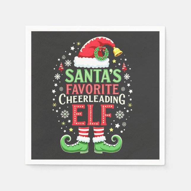 Santa's Favourite Cheerleading Elf Family Matching Napkin (Front)